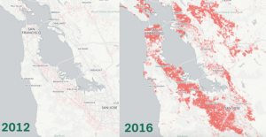 Comparativa de la presència d'habitatges de luxe a la gentrificada ciutat de San Francisco